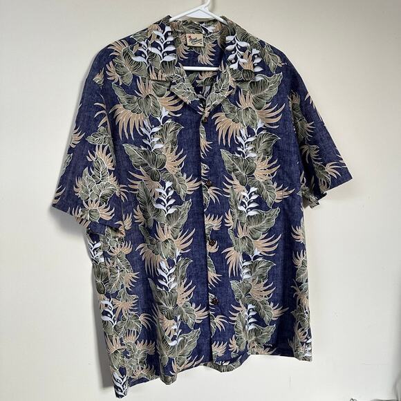 Royal Creations Tropical Floral Hawaiian Shirt Button Front Short Sleeve Blue XL - Picture 5 of 9